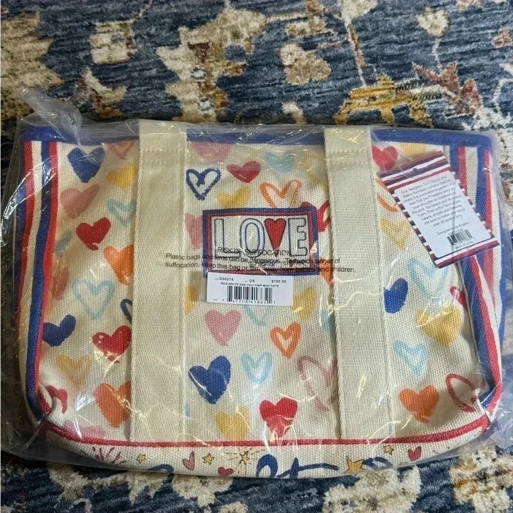 NWT Brighton Red/White & You Mini Summer Canvas Tote/Purse/Handbag - Picture 10 of 13
